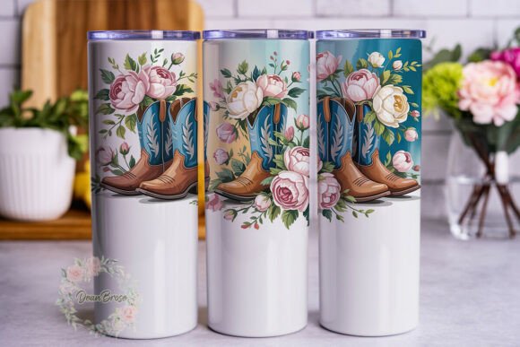 Boho Floral Cowboy Boots 20oz Tumbler Design Review