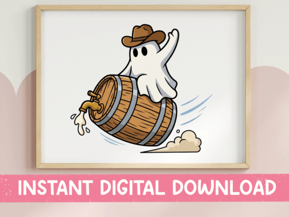 Cowboy Ghost Barrel Halloween Design: A Spooky Western Charm