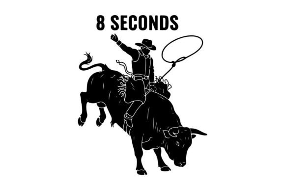 Cowboy Riding Bull with Lasso in 8 Seconds
