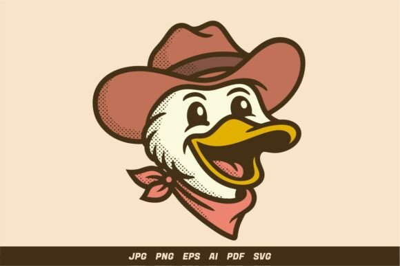 Cute Cowboy Duck Head Illustration: A Designer’s Practical Take