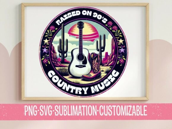 Raised on 90s Country Music SVG PNG Badge Review