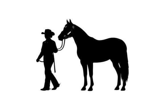 Silhouette of Cowboy Leading Horse at Su