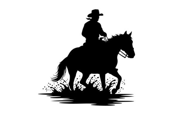 Silhouette of Cowboy Riding Horse Through Real-World Embroidery