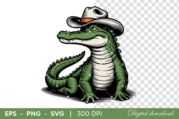 Vintage Alligator Cowboy Wearing Hat Review for Embroidery Projects