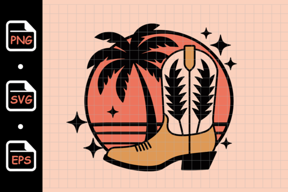 Western Cowboy Boot Palm Tree Sunset Design Review