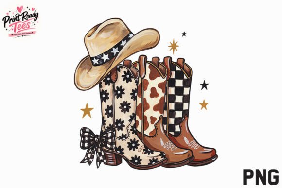 Western Cowgirl Boots and Hat PNG Review for Embroidery Projects