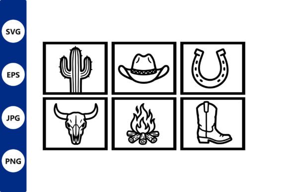 Western Icons Set Cactus Cowboy Hat: A Designer’s Practical Take